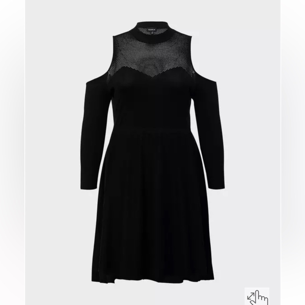Torrid 0 Elegant Black Cold Shoulder Dress - Picture 3 of 5